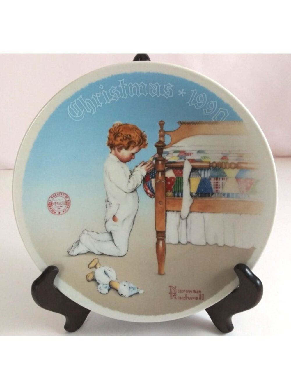1990 Knowles A Christmas Prayer By Norman Rockwell Limited Edition Plate #4828A
